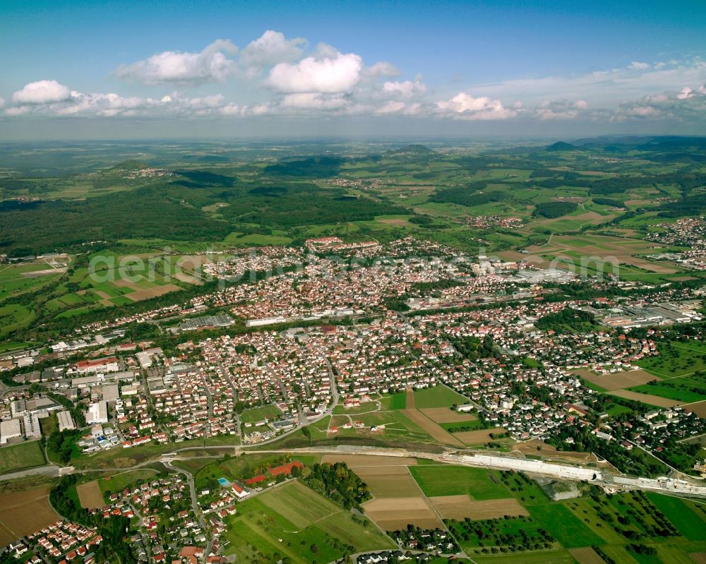 Holzheim from the bird's eye view: City view on down town in Holzheim in the state Baden-Wuerttemberg, Germany