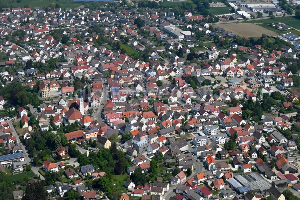 Ichenhausen from above - City view of the city area of in Ichenhausen in the state Bavaria, Germany