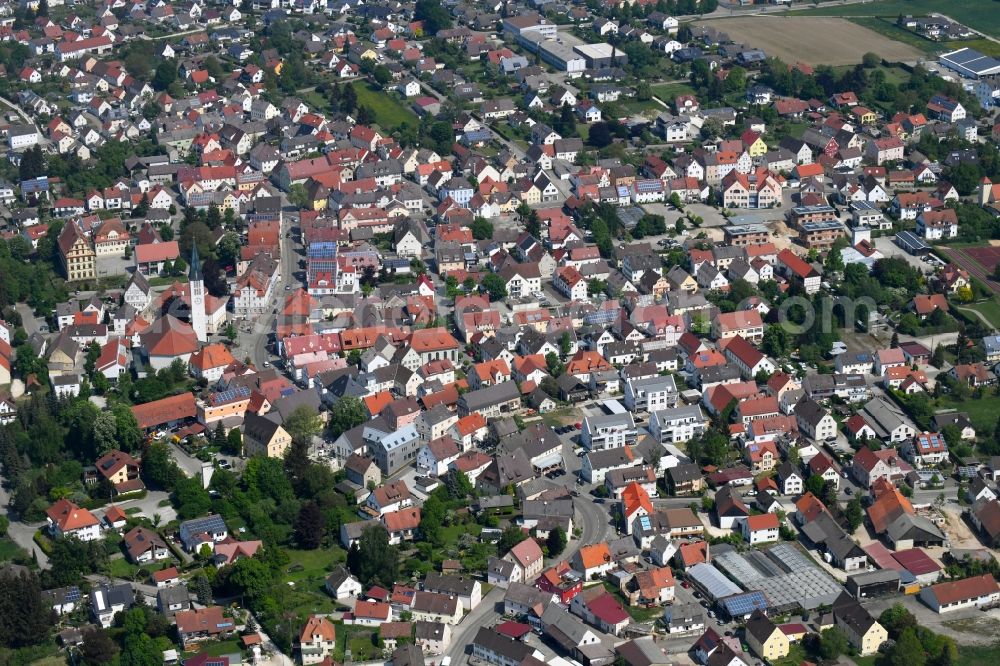 Ichenhausen from the bird's eye view: City view of the city area of in Ichenhausen in the state Bavaria, Germany