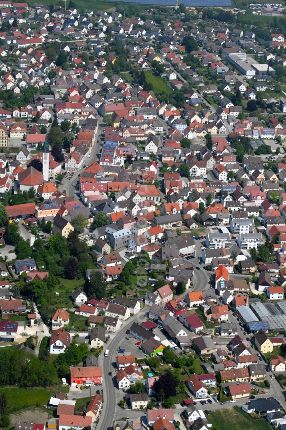 Aerial image Ichenhausen - City view of the city area of in Ichenhausen in the state Bavaria, Germany