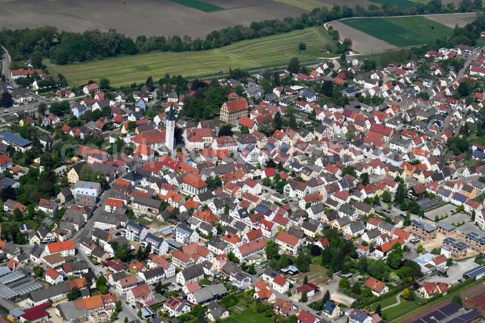 Aerial photograph Ichenhausen - City view of the city area of in Ichenhausen in the state Bavaria, Germany