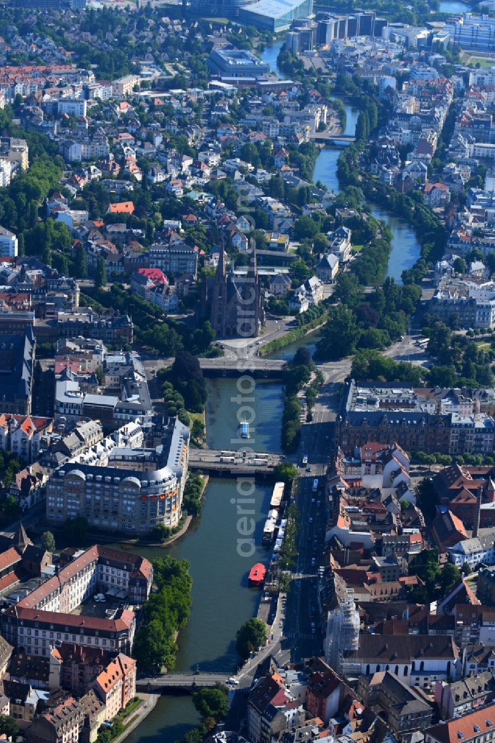 Strasbourg - Straßburg from the bird's eye view: City view from the city centre with the island Sainte-Helene in Strasbourg - Strasbourg in Grand Est, France