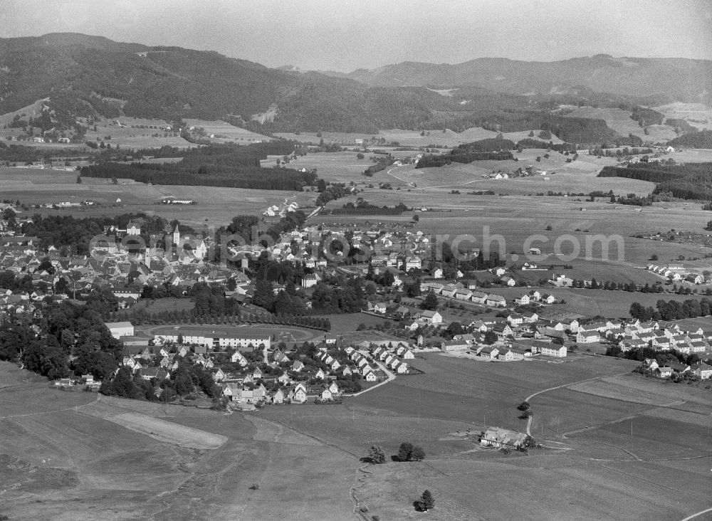 Isny im Allgäu from above - City view on down town in Isny im Allgaeu in the state Baden-Wuerttemberg, Germany