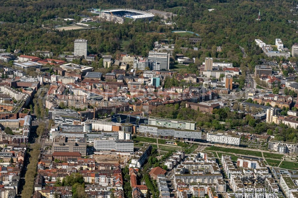 Karlsruhe from above - City view on down town KIT Institute in Karlsruhe in Karlsruhe in the state Baden-Wuerttemberg, Germany