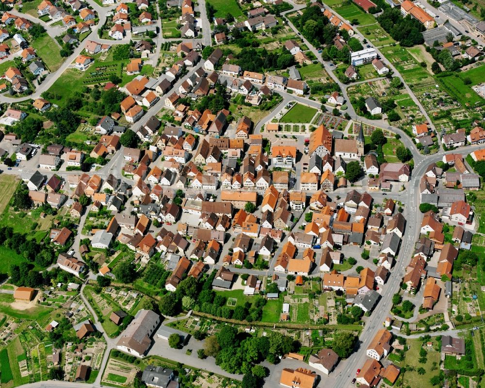 Aerial image Kleingartach - City view on down town in Kleingartach in the state Baden-Wuerttemberg, Germany