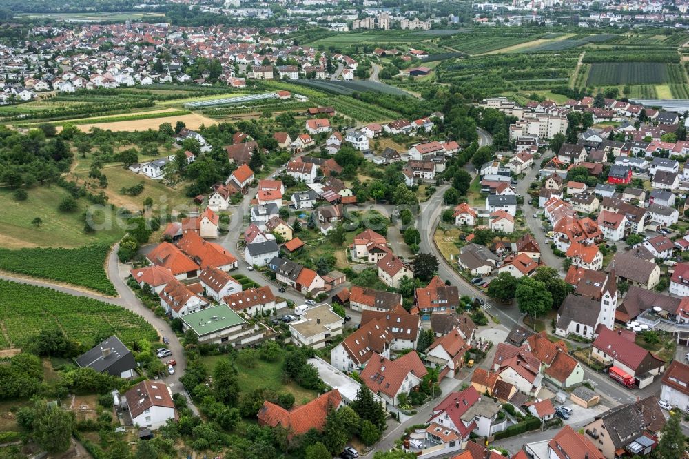 Kleinheppach from the bird's eye view: City view of the city area of in Kleinheppach in the state Baden-Wuerttemberg