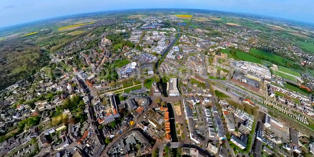 Kleve from above - City view of the city area of in Kleve in the state North Rhine-Westphalia, Germany