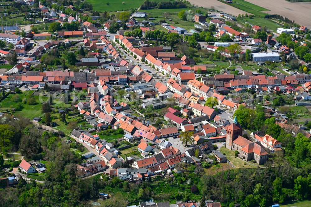 Aerial image Klietz - City view on down town in Klietz in the state Saxony-Anhalt, Germany