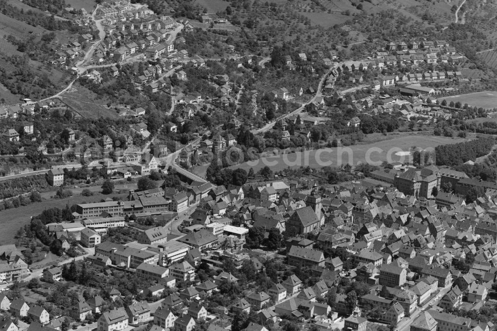 Künzelsau from above - City view on down town in Kuenzelsau in the state Baden-Wuerttemberg, Germany