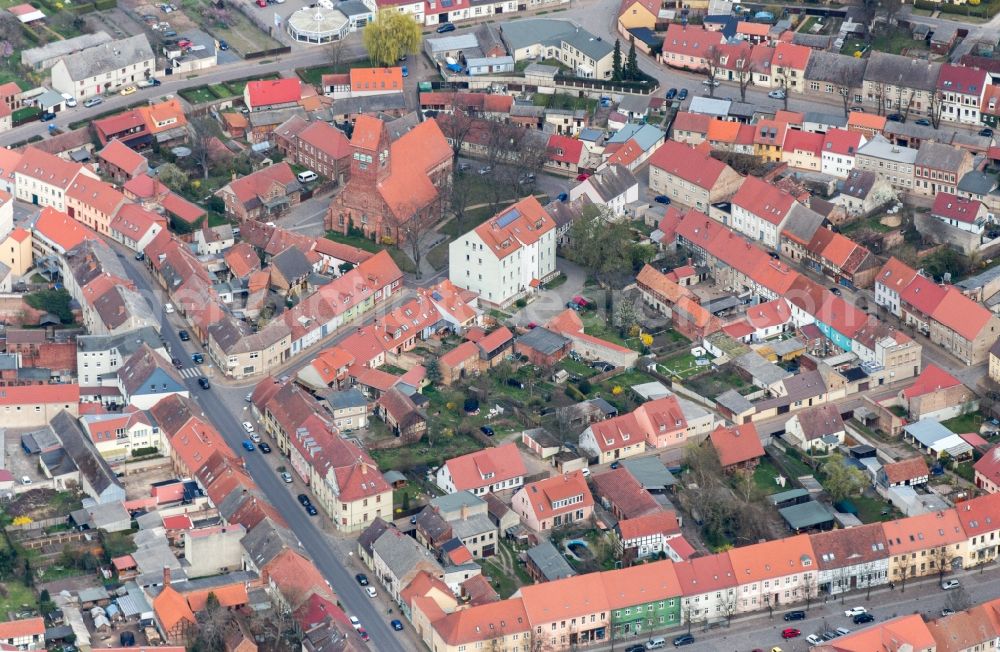 Kremmen from above - City view of the city area of in Kremmen in the state Brandenburg