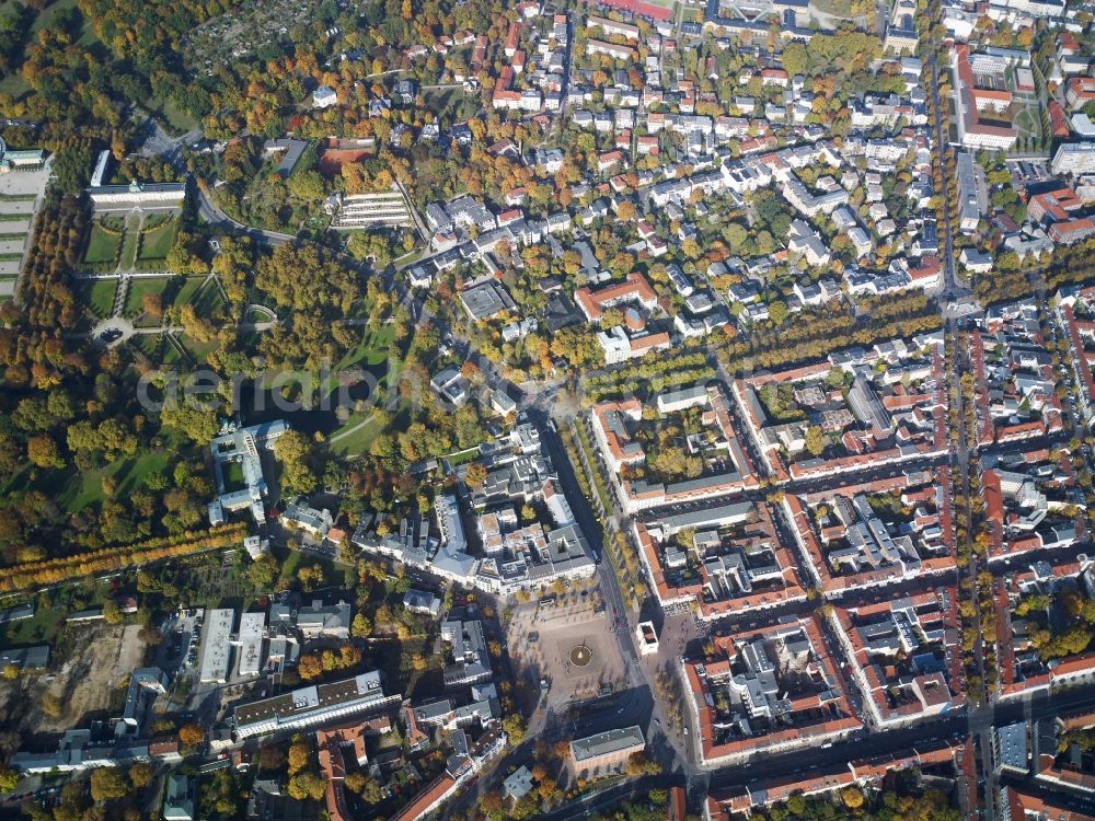 Aerial image Potsdam - City view of the inner-city area of the crossroads between Schopenhauerstrasse and Hegelallee in Potsdam in the state Brandenburg