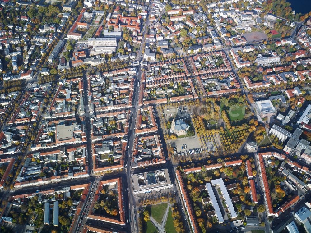 Potsdam from above - City view of the inner-city area of the crossroads between Schopenhauerstrasse and Hegelallee in Potsdam in the state Brandenburg