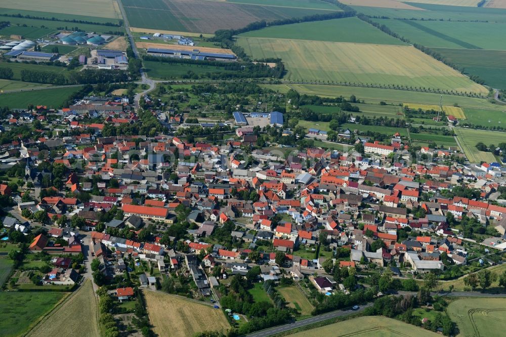 Aerial image Kroppenstedt - City view on down town in Kroppenstedt in the state Saxony-Anhalt, Germany