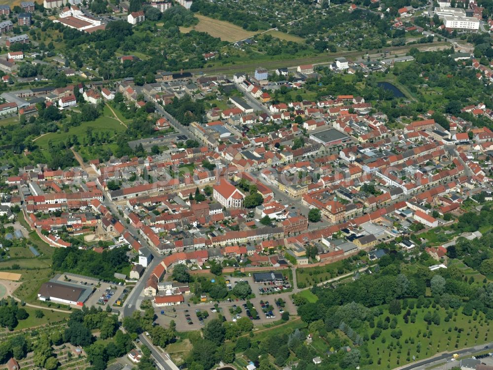 Kyritz from above - City view of the city area of in Kyritz in the state Brandenburg