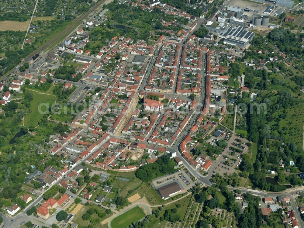 Aerial image Kyritz - City view of the city area of in Kyritz in the state Brandenburg