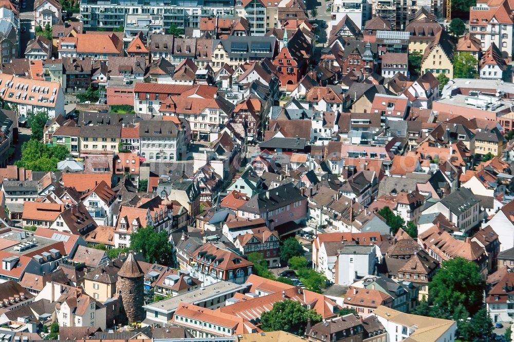 Lahr/Schwarzwald from above - City view of the city area of in Lahr/Schwarzwald in the state Baden-Wuerttemberg, Germany