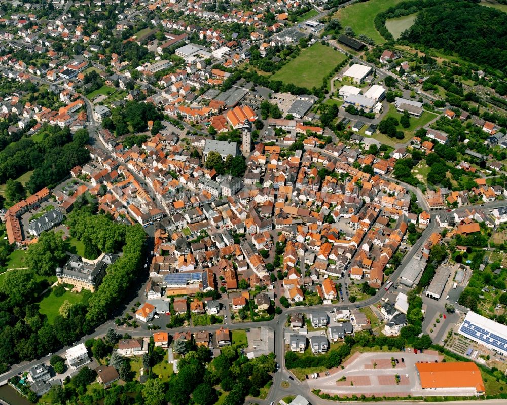 Aerial photograph Langsdorf - City view on down town in Langsdorf in the state Hesse, Germany