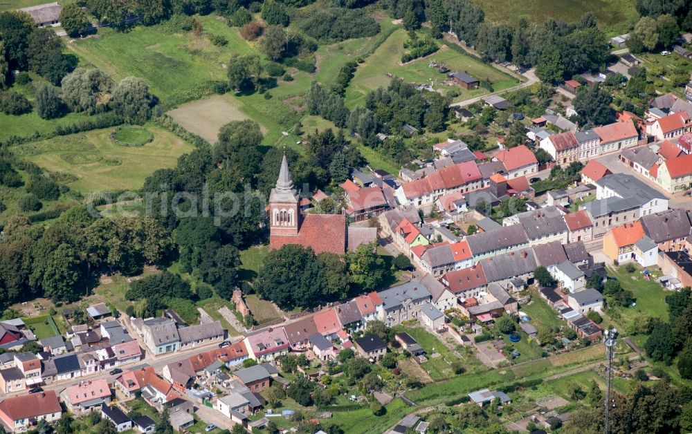 Lassan from above - City view of the city area of in Lassan in the state Mecklenburg - Western Pomerania, Germany