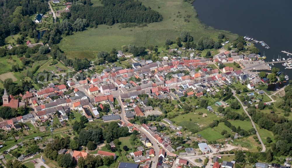 Aerial image Lassan - City view of the city area of in Lassan in the state Mecklenburg - Western Pomerania, Germany