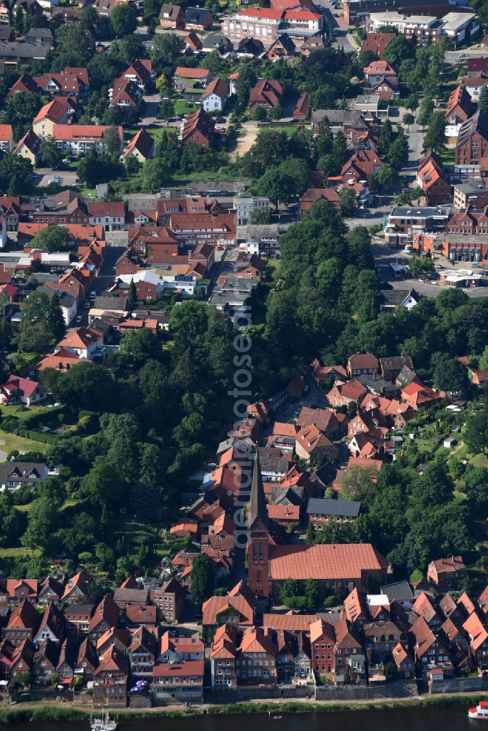 Aerial image Lauenburg Elbe - City view of the city area of in Lauenburg Elbe in the state Schleswig-Holstein