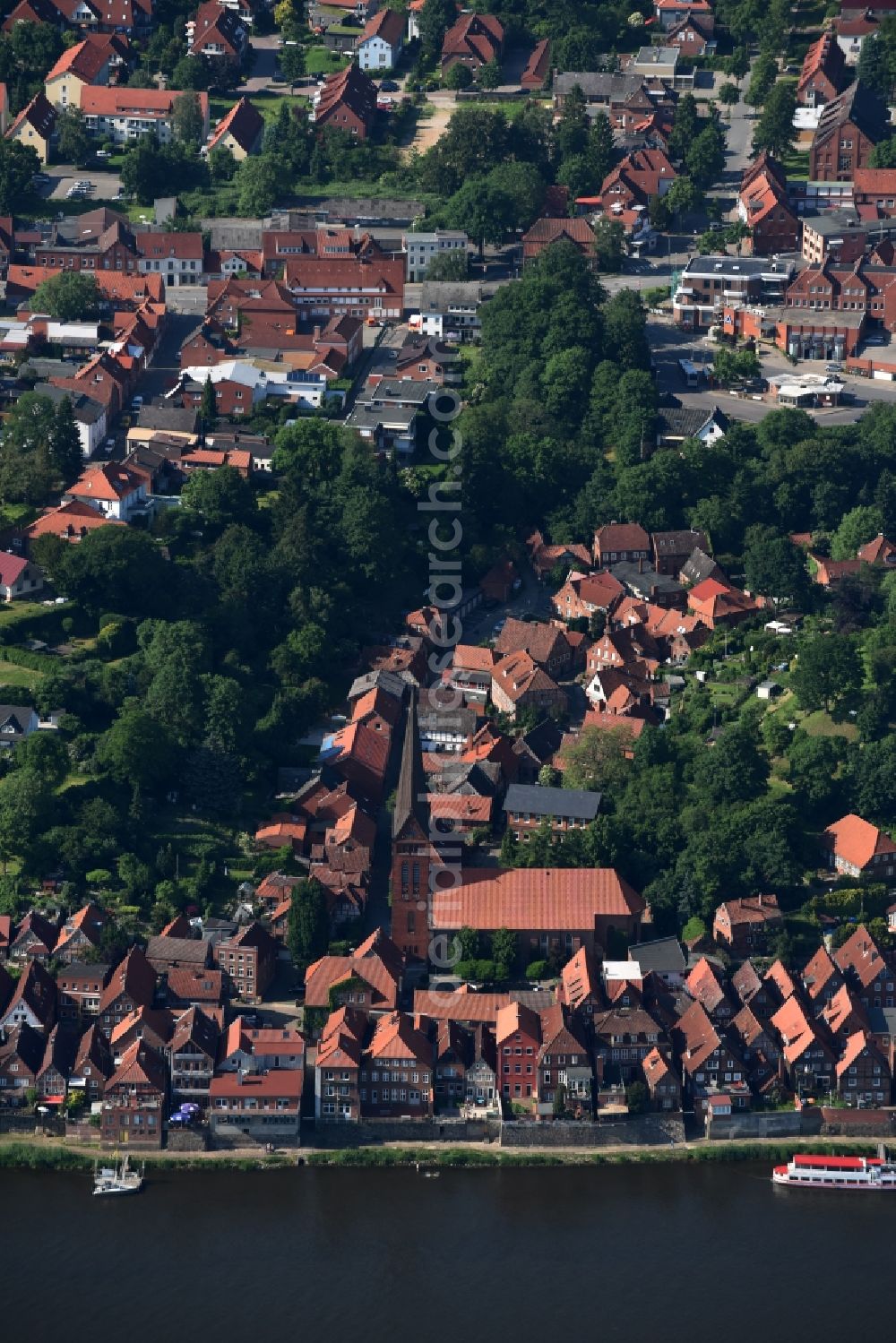 Aerial photograph Lauenburg Elbe - City view of the city area of in Lauenburg Elbe in the state Schleswig-Holstein