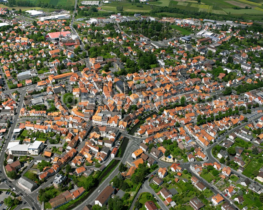 Lauterbach (Hessen) from the bird's eye view: City view on down town in Lauterbach (Hessen) in the state Hesse, Germany