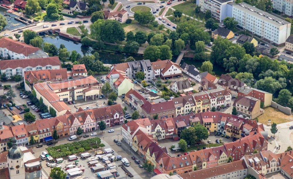 Lübben (Spreewald) from above - City view of the city area of in Luebben (Spreewald) in the state Brandenburg