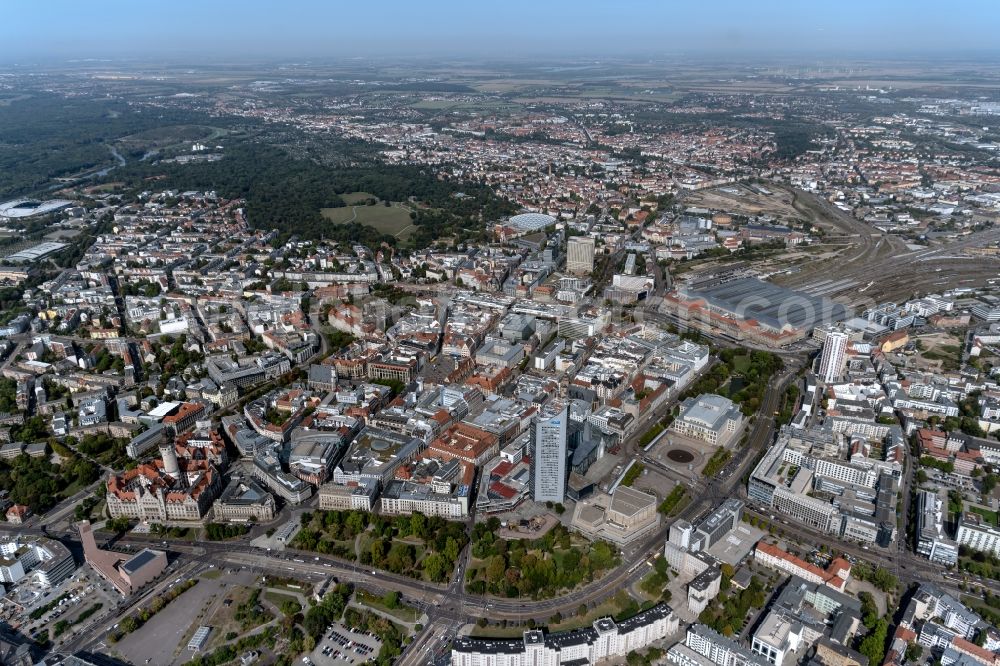 Aerial image Leipzig - City view on down town in the district Zentrum in Leipzig in the state Saxony, Germany