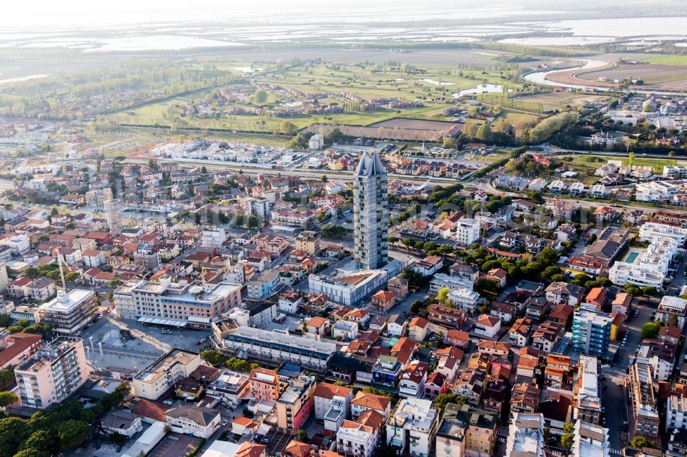 Lido di Jesolo from above - City view of the city area of in Lido di Jesolo in Venetien, Italy