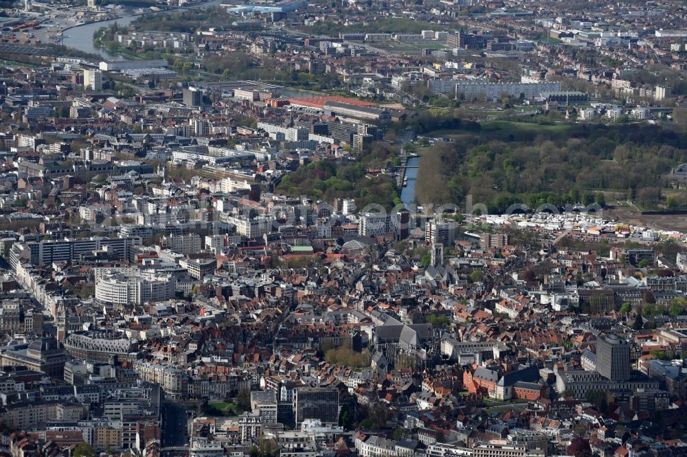 Lille from the bird's eye view: City view of the city area of in Lille in Nord-Pas-de-Calais Picardy, France