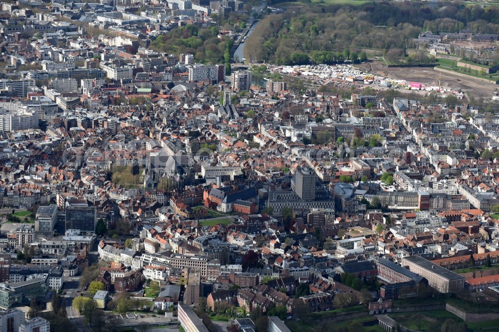 Aerial image Lille - City view of the city area of in Lille in Nord-Pas-de-Calais Picardy, France