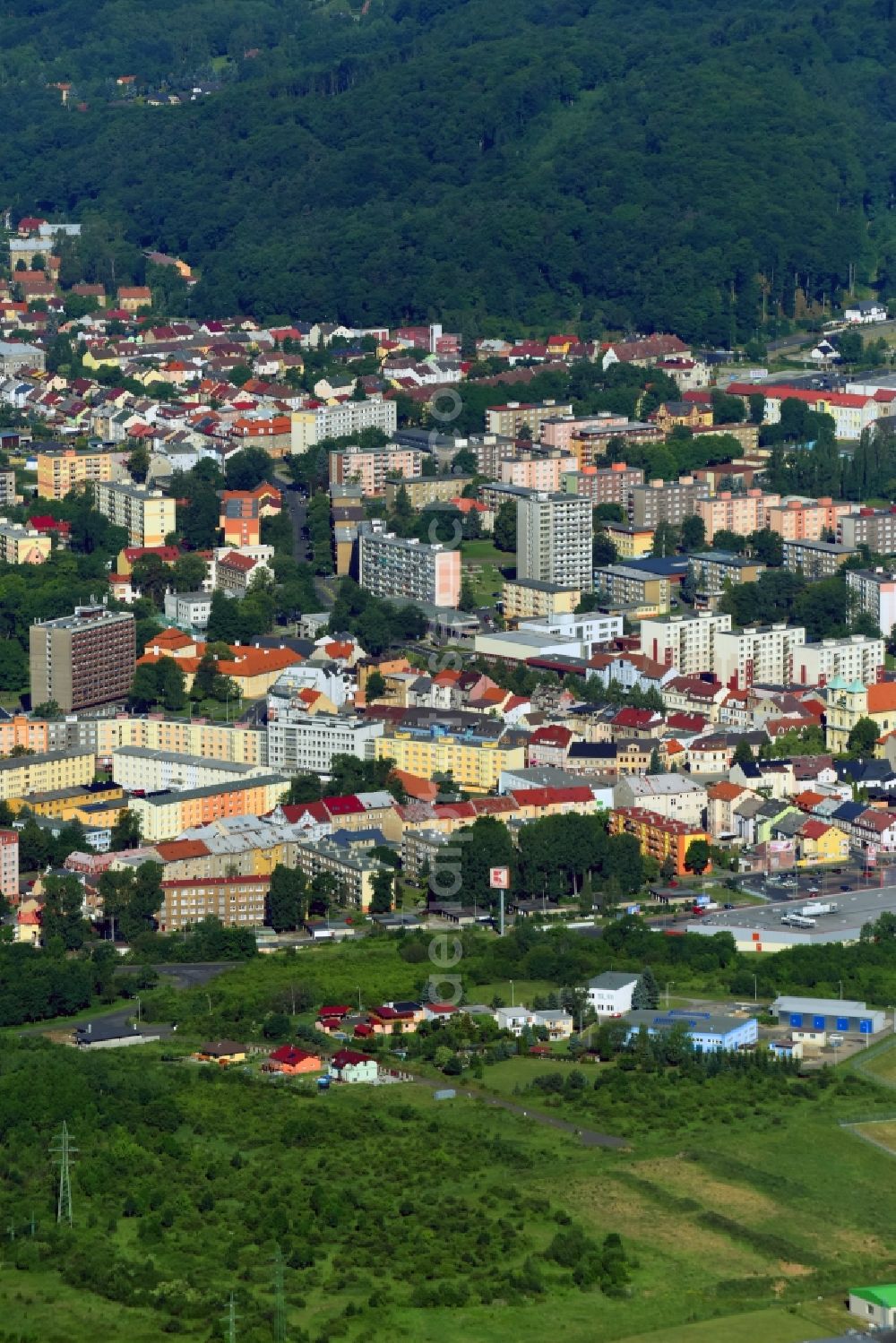 Aerial image Litvínov - Leutensdorf - City view of the city area of in LitvA?nov - Leutensdorf in Ustecky kraj - Aussiger Region, Czech Republic