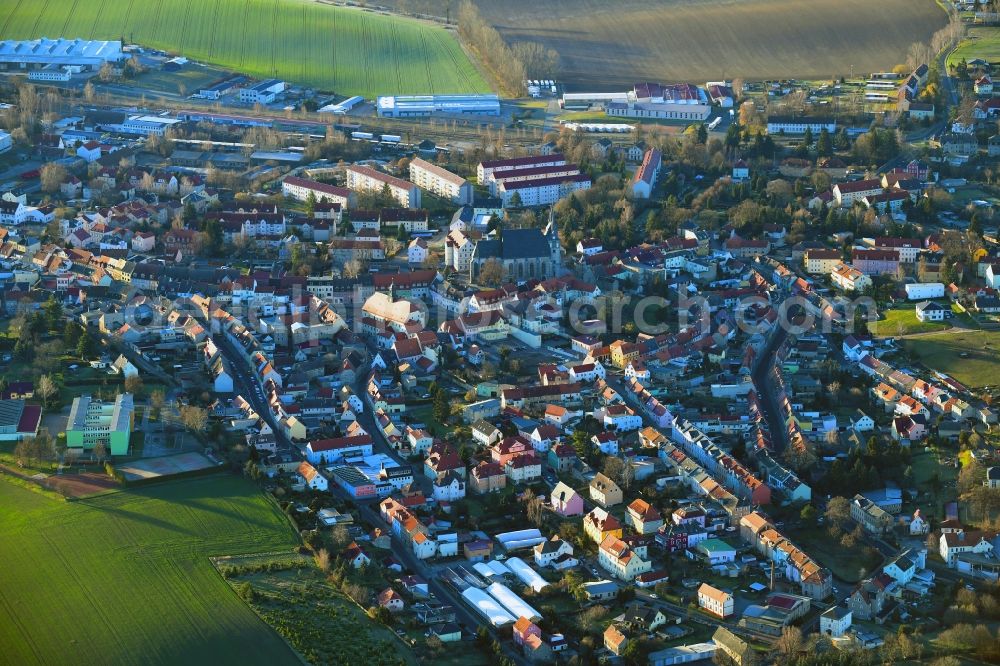 Aerial photograph Lommatzsch - City view on down town in Lommatzsch in the state Saxony, Germany