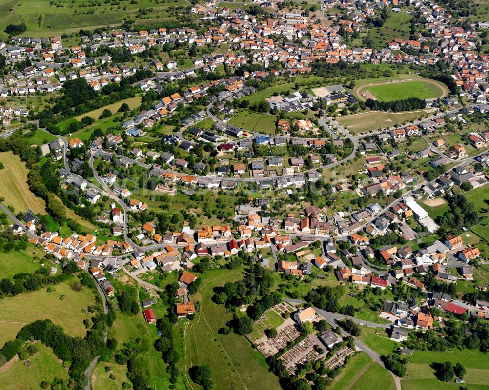 Lützel-Wiebelsbach from above - City view on down town in Lützel-Wiebelsbach in the state Hesse, Germany