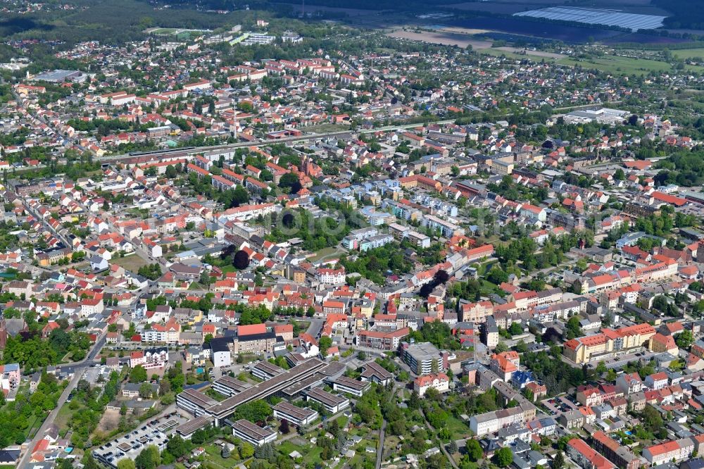 Aerial photograph Luckenwalde - City view on down town in Luckenwalde in the state Brandenburg, Germany