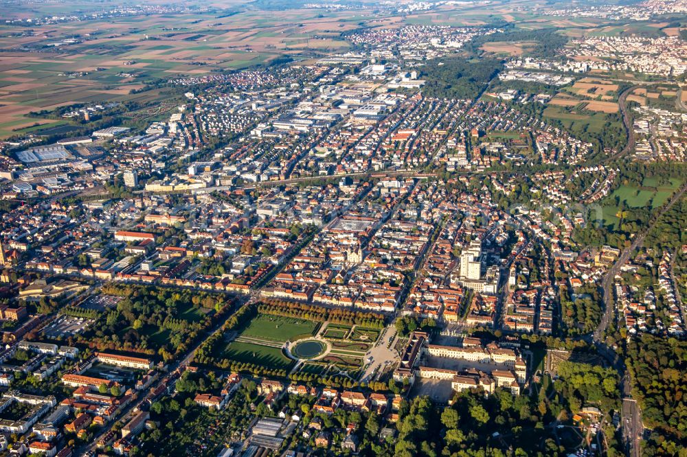 Ludwigsburg from the bird's eye view: City view on down town in Ludwigsburg in the state Baden-Wuerttemberg, Germany