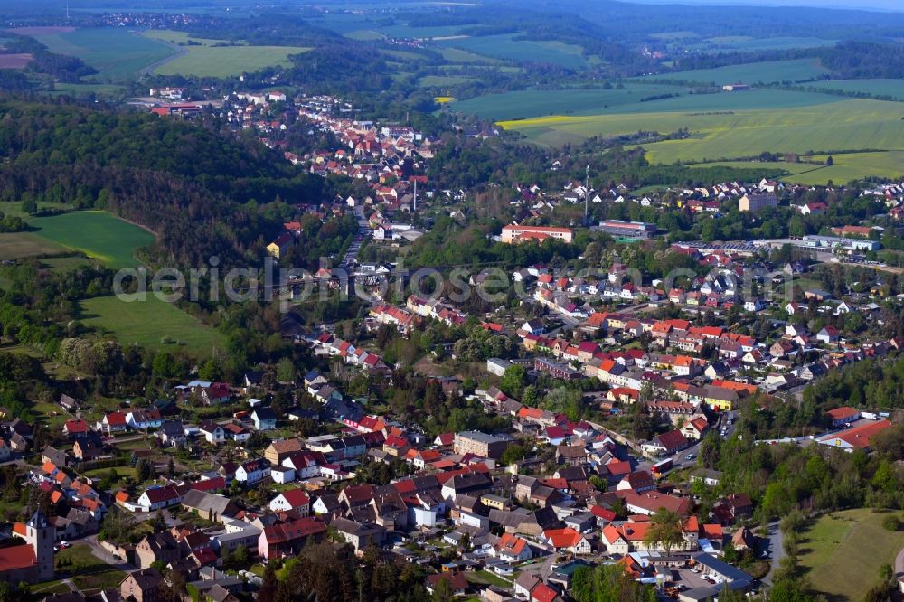 Aerial image Mansfeld - City view on down town in Mansfeld in the state Saxony-Anhalt, Germany