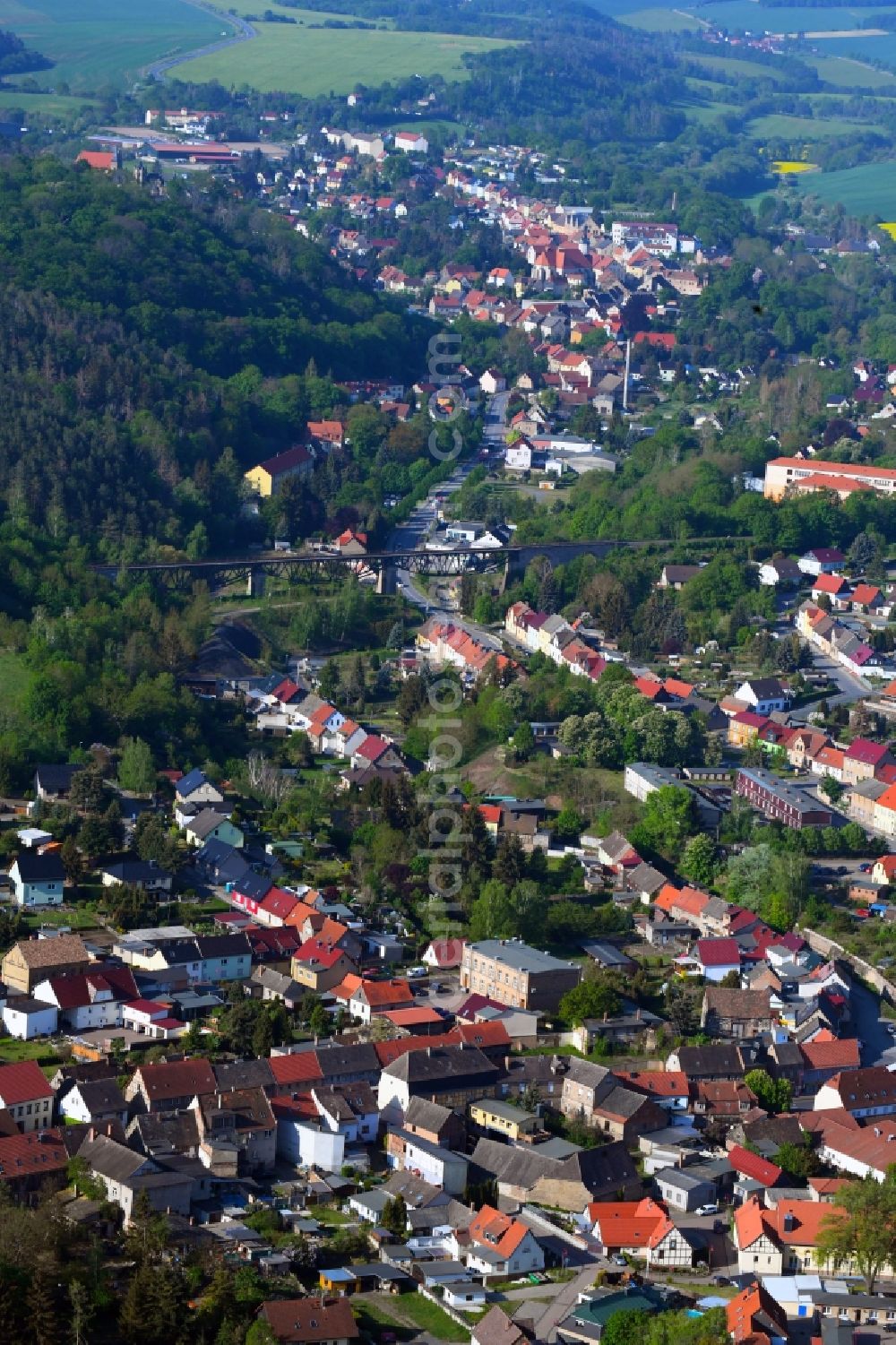 Mansfeld from above - City view on down town in Mansfeld in the state Saxony-Anhalt, Germany