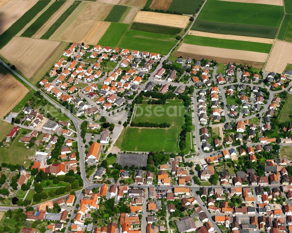 Aerial image Meimsheim - City view on down town in Meimsheim in the state Baden-Wuerttemberg, Germany