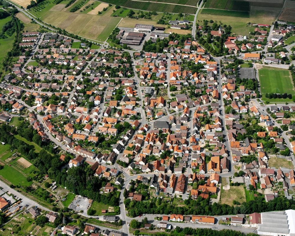 Aerial photograph Meimsheim - City view on down town in Meimsheim in the state Baden-Wuerttemberg, Germany