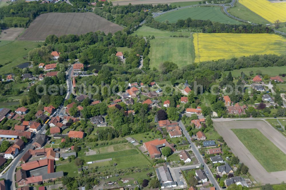 Meinersen from above - City view on down town in Meinersen in the state Lower Saxony, Germany