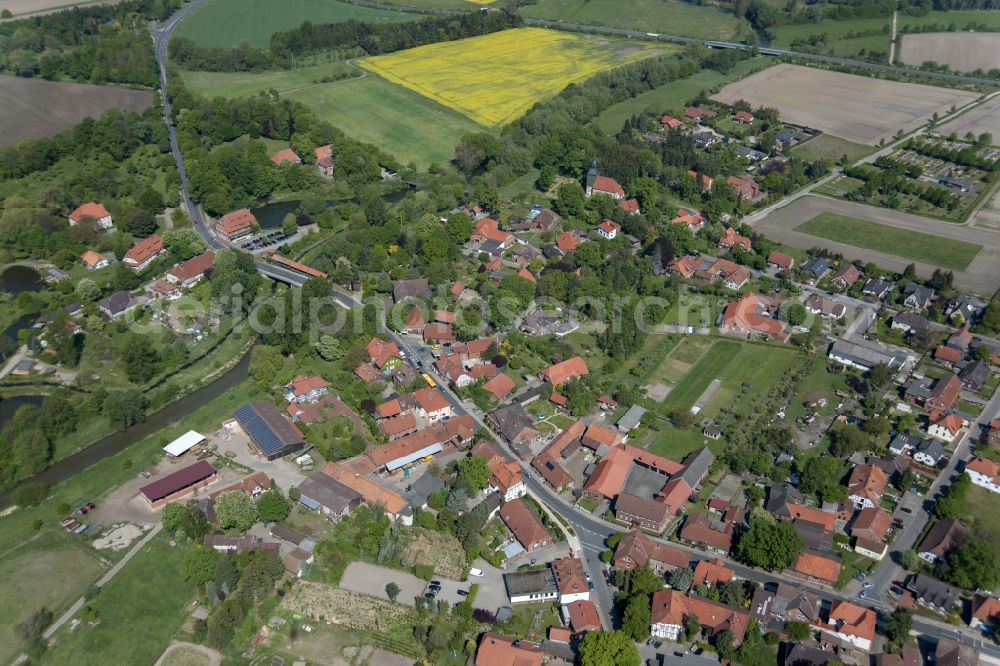 Meinersen from the bird's eye view: City view on down town in Meinersen in the state Lower Saxony, Germany