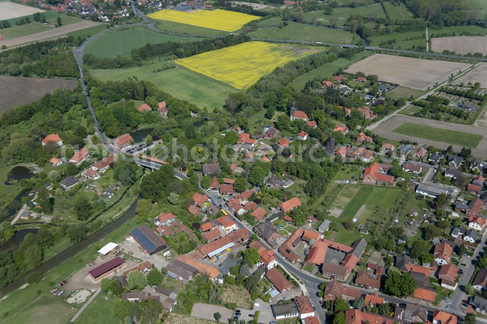 Aerial image Meinersen - City view on down town in Meinersen in the state Lower Saxony, Germany