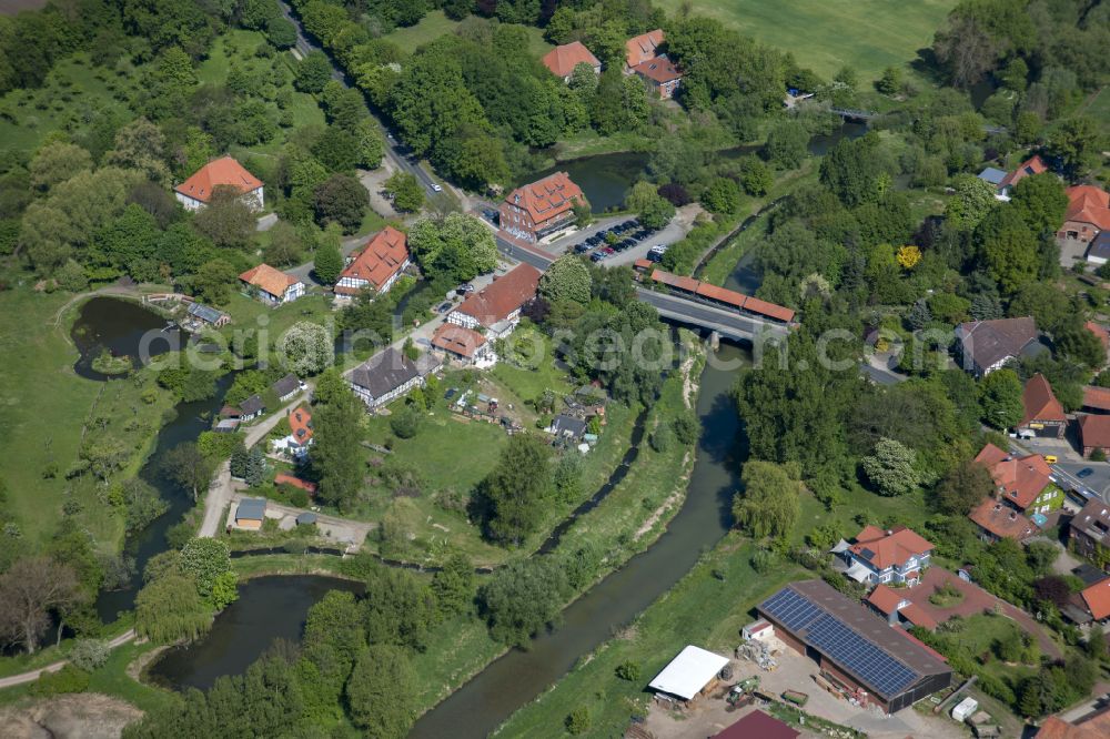 Meinersen from above - City view on down town in Meinersen in the state Lower Saxony, Germany