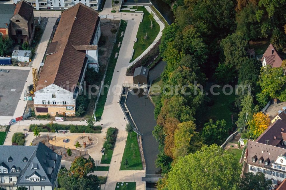 Aerial photograph Offenburg - City view on down town on Muehlbach , Kittelgasse in Offenburg in the state Baden-Wurttemberg, Germany