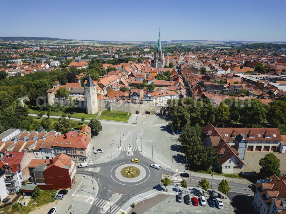 Aerial image Mühlhausen - City view on down town in Muehlhausen in the state Thuringia, Germany