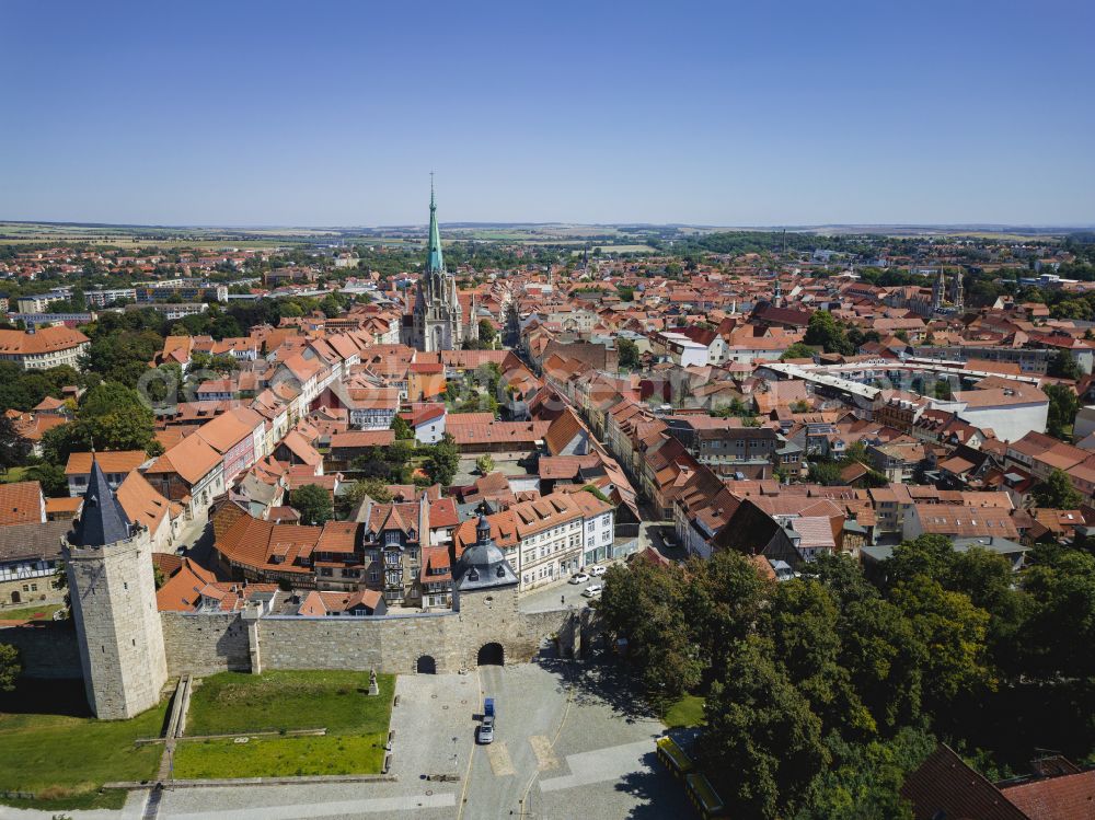 Aerial photograph Mühlhausen - City view on down town in Muehlhausen in the state Thuringia, Germany