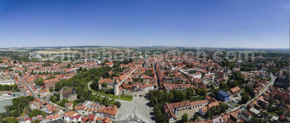 Aerial image Mühlhausen - City view on down town in Muehlhausen in the state Thuringia, Germany