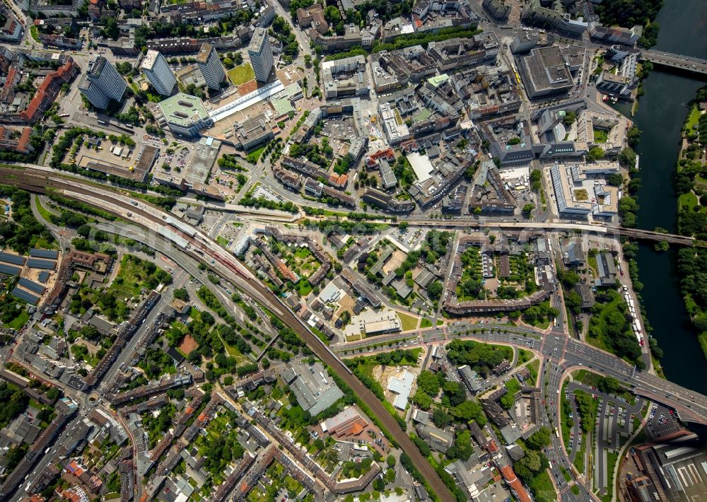 Aerial photograph Mülheim an der Ruhr - City view of the city area of in Muelheim on the Ruhr in the state North Rhine-Westphalia