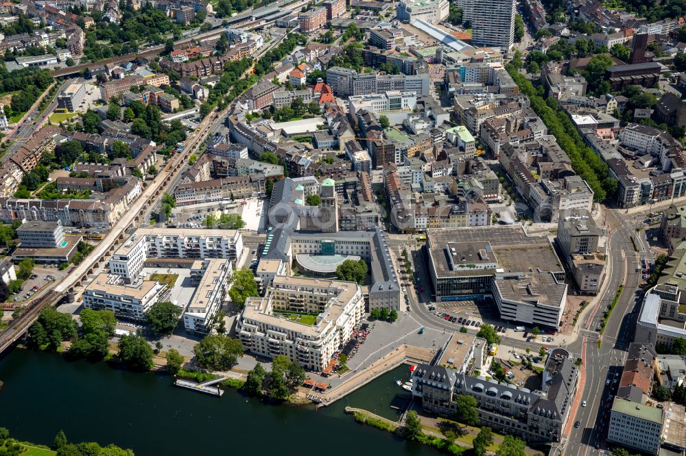 Aerial photograph Mülheim an der Ruhr - City view on down town in Muelheim on the Ruhr at Ruhrgebiet in the state North Rhine-Westphalia, Germany